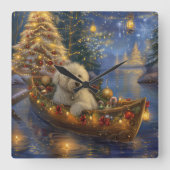 Coton De Tulear Kerstmis Feestelijke Reis Vierkante Klok (Voorkant)