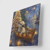 Coton De Tulear Kerstmis Feestelijke Reis Vierkante Klok (Hoek)