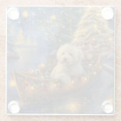 Coton de Tulear Kerstvakantie Glazen Onderzetter (Achterkant)