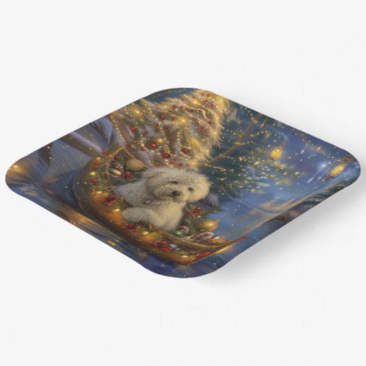 Coton de Tulear Kerstvakantie Papieren Bordje (Gebogen)