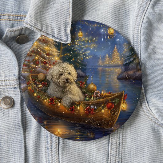 Coton de Tulear Kerstvakantie Ronde Button 6,0 Cm (In situ)