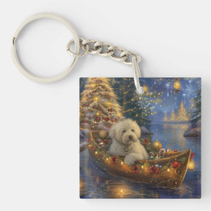 Coton de Tulear Kerstvakantie Sleutelhanger