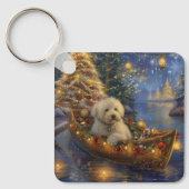 Coton de Tulear Kerstvakantie Sleutelhanger (Voorkant)