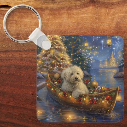 Coton de Tulear Kerstvakantie Sleutelhanger (Voorkant)