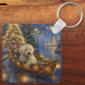 Coton de Tulear Kerstvakantie Sleutelhanger (Achterkant)