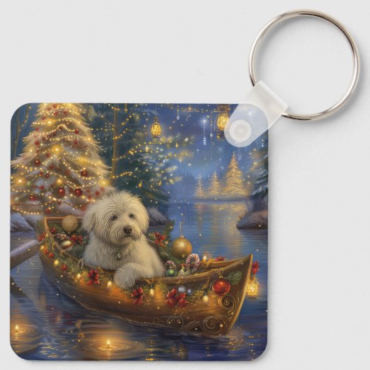 Coton de Tulear Kerstvakantie Sleutelhanger (Achterkant)