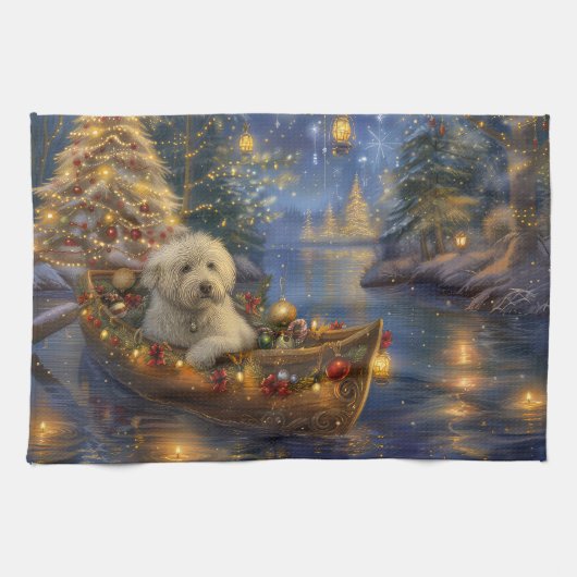 Coton de Tulear Kerstvakantie Theedoek (Horizontaal)