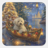 Coton de Tulear Kerstvakantie Vierkante Sticker (Voorkant)