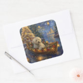 Coton de Tulear Kerstvakantie Vierkante Sticker (Envelop)