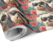 Coton de Tulear met hart Rozen Valentijnsdag Cadeaupapier (Rol Hoek)