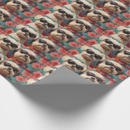 Coton De Tulear Met Hartrozen Valentijnsdag Cadeaupapier (Hoek)