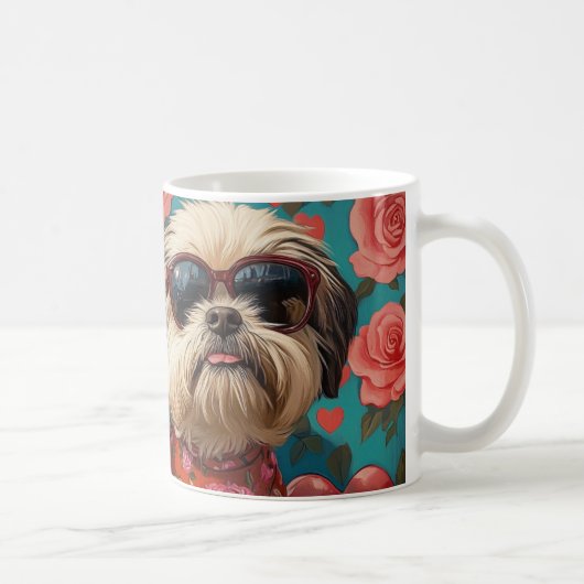 Coton De Tulear met Hartrozen Valentijnsdag Koffiemok (Rechts)
