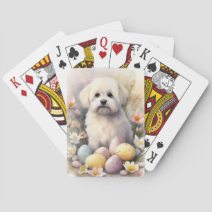 Coton De Tulear met Pasen Eieren Vakantie Pokerkaarten