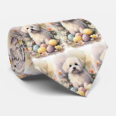 Coton De Tulear met Pasen Eieren Vakantie Stropdas (Opgerold)