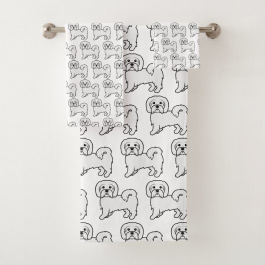 Coton de Tulear Mooie Cartoonhond Patroon Bad Handdoek (Insitu)