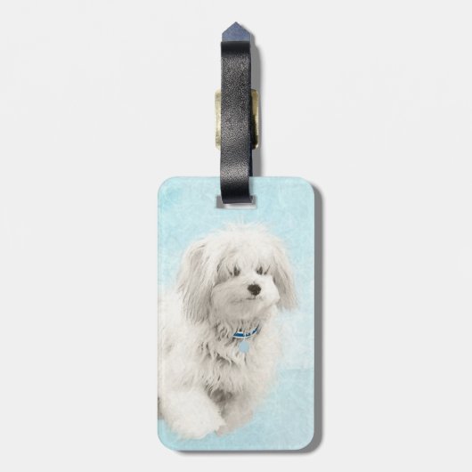 Coton de Tulear Painting - Cute Original Dog Art Bagagelabel (Achterkant verticaal)