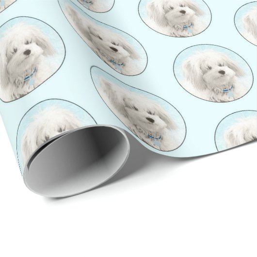 Coton de Tulear Painting - Cute Original Dog Art Cadeaupapier (Rol Hoek)