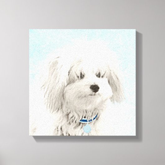 Coton de Tulear Painting - Cute Original Dog Art Canvas Afdruk (Voorkant)