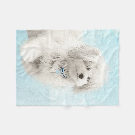 Coton de Tulear Painting - Cute Original Dog Art Fleece Deken (Voorkant (Horizontaal))