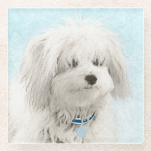 Coton de Tulear Painting - Cute Original Dog Art Glazen Onderzetter