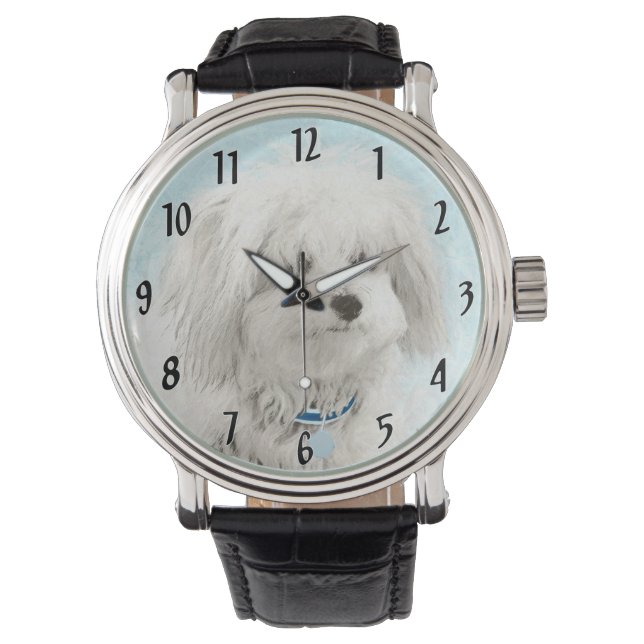 Coton de Tulear Painting - Cute Original Dog Art Horloge (Voorkant)