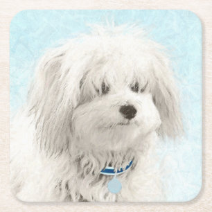 Coton de Tulear Painting - Cute Original Dog Art Kartonnen Onderzetters