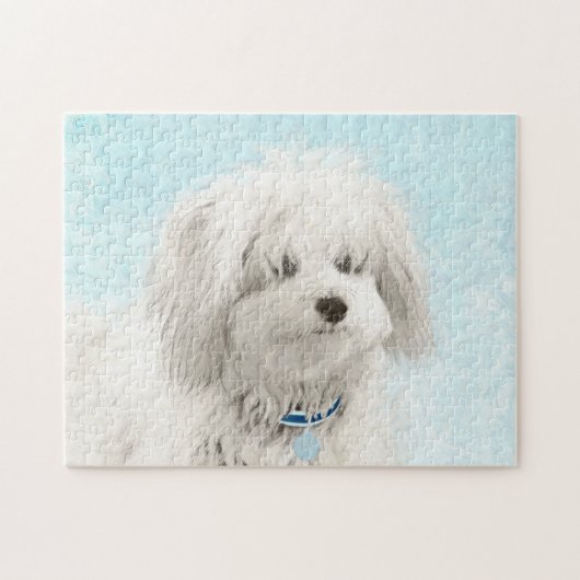 Coton de Tulear Painting - Cute Original Dog Art Legpuzzel (Horizontaal)