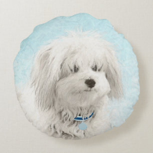 Coton de Tulear Painting - Cute Original Dog Art Rond Kussen