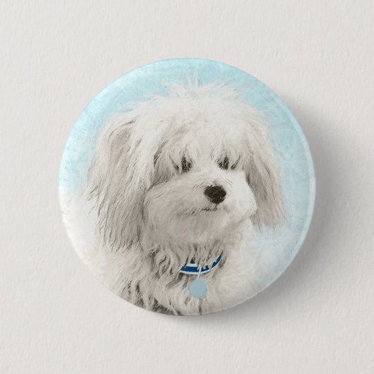Coton de Tulear Painting - Cute Original Dog Art Ronde Button 5,7 Cm (Voorkant)