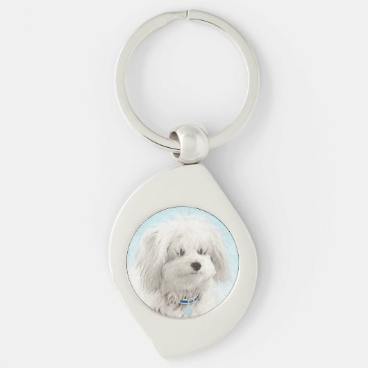 Coton de Tulear Painting - Cute Original Dog Art Sleutelhanger (Voorkant)