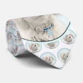 Coton de Tulear Painting - Cute Original Dog Art Stropdas (Opgerold)