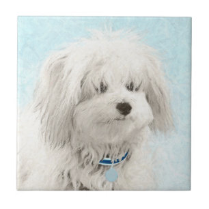 Coton de Tulear Painting - Cute Original Dog Art Tegeltje