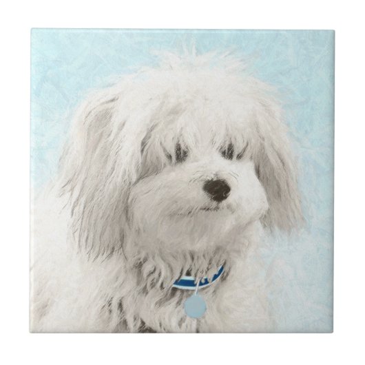 Coton de Tulear Painting - Cute Original Dog Art Tegeltje (Voorkant)