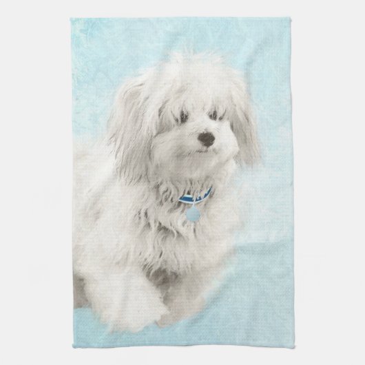 Coton de Tulear Painting - Cute Original Dog Art Theedoek (Verticaal)