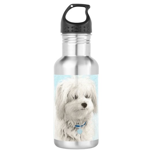 Coton de Tulear Painting - Cute Original Dog Art Waterfles (Voorkant)