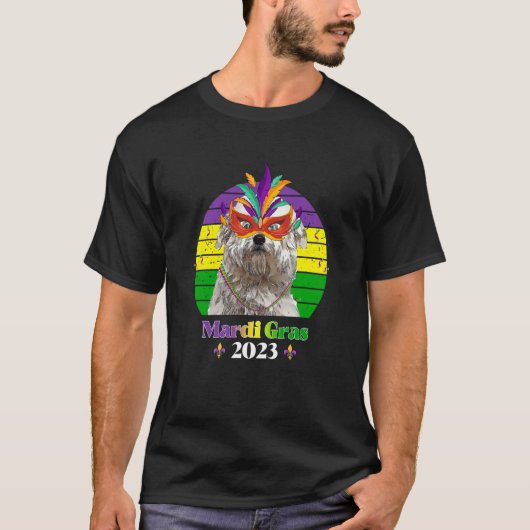 Coton de Tulear Party Dog Mardi Gras 2023 T-shirt (Voorkant)