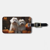 Coton De Tulear Puppy Herfst Delight Pompoen Bagagelabel (Voorkant horizontaal)