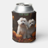 Coton De Tulear Puppy Herfst Delight Pompoen Blikjeskoeler (Blikje Achterkant)