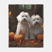Coton De Tulear Puppy Herfst Delight Pompoen Fleece Deken (Voorkant)