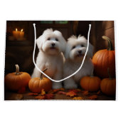 Coton De Tulear Puppy Herfst Delight Pompoen Groot Cadeauzakje (Voorkant)
