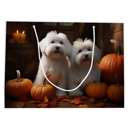 Coton De Tulear Puppy Herfst Delight Pompoen Groot Cadeauzakje (Achterkant)