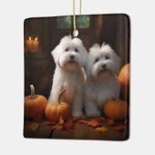 Coton De Tulear Puppy Herfst Delight Pompoen Keramisch Ornament (Links)