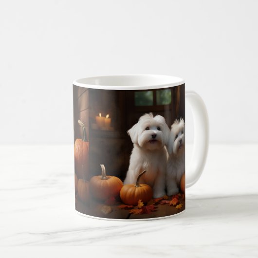 Coton De Tulear Puppy Herfst Delight Pompoen Koffiemok (Voorkant rechts)