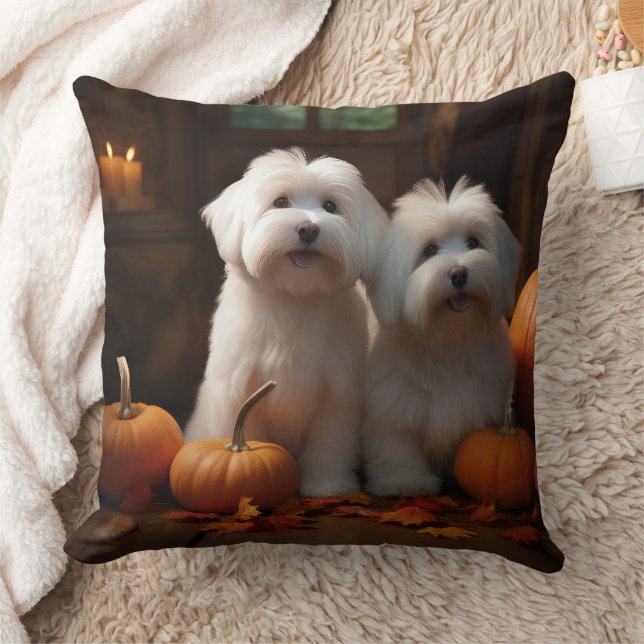 Coton De Tulear Puppy Herfst Delight Pompoen Kussen (Deken)