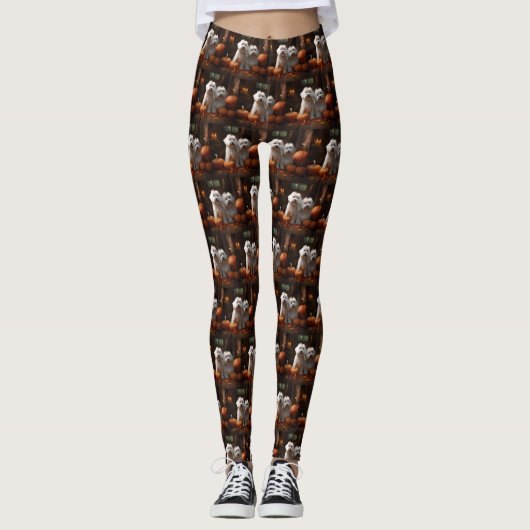 Coton De Tulear Puppy Herfst Delight Pompoen Leggings (Voorkant)