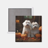Coton De Tulear Puppy Herfst Delight Pompoen Magneet (Voorkant / Achterkant)