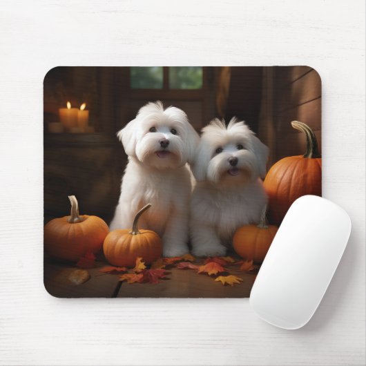 Coton De Tulear Puppy Herfst Delight Pompoen Muismat (Met muis)
