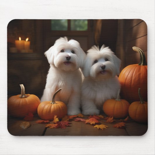 Coton De Tulear Puppy Herfst Delight Pompoen Muismat (Voorkant)