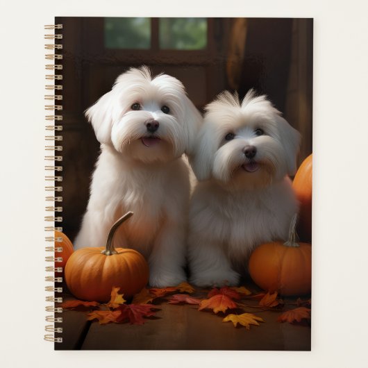 Coton De Tulear Puppy Herfst Delight Pompoen Planner (Voorkant)