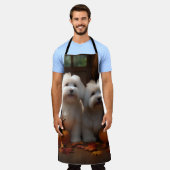 Coton De Tulear Puppy Herfst Delight Pompoen Schort (Gedragen)